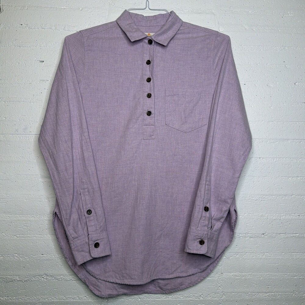 Marine Layer Josie LS Relaxed Popover Shirt Organic Cotton Lavender S Coastal